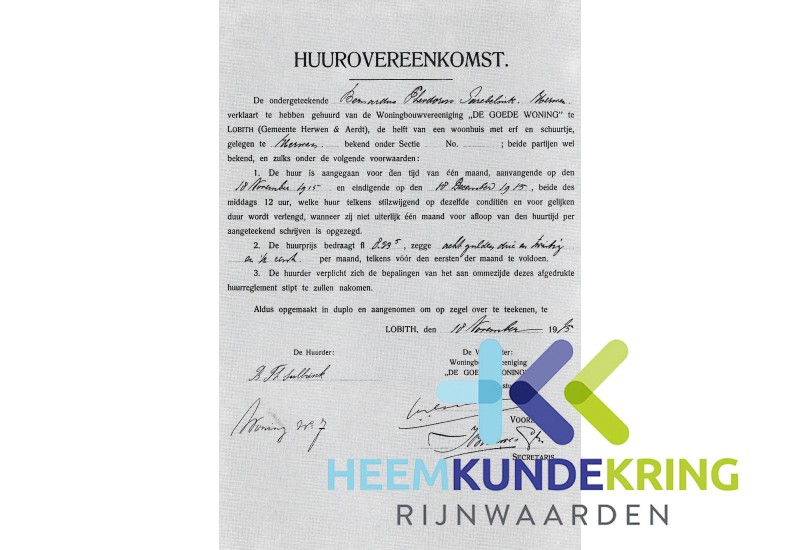 Huurcontract 1915 Goede Woning H&A